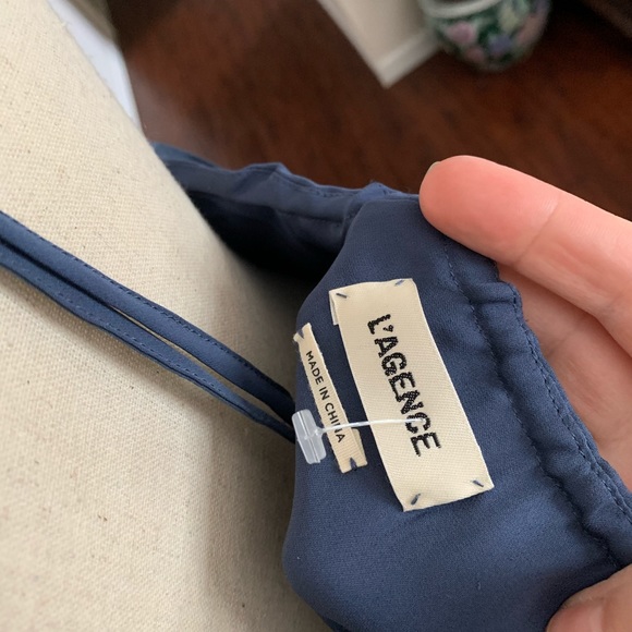 L’agence silk blue top open back large frill sexy - Picture 4 of 8